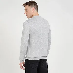 Джемпер GUESS Сірий з бавовняної суміші з принтом Light Stone Heather, L synthetic.ua - Фото 1