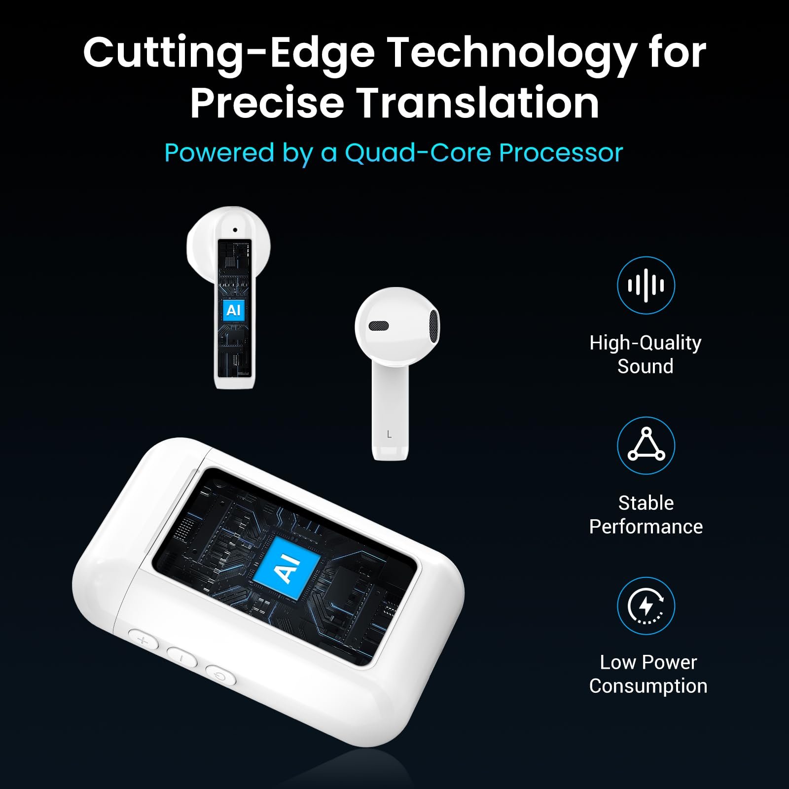 Наушники-переводчики Wooask A8 TransBuds с ChatGPT AI офлайн-переводчик с сенсорным экраном и независимой работой, фото №7
