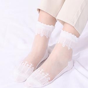 Женские носки с кружевом-рюшами Прозрачные красивые кружевные носки Короткие тонкие чулки Дышащие однотонные кружевные носки Летние носки Эластичные носки Модные кружевные нейлоновые носки synthetic.ua - Фото 1