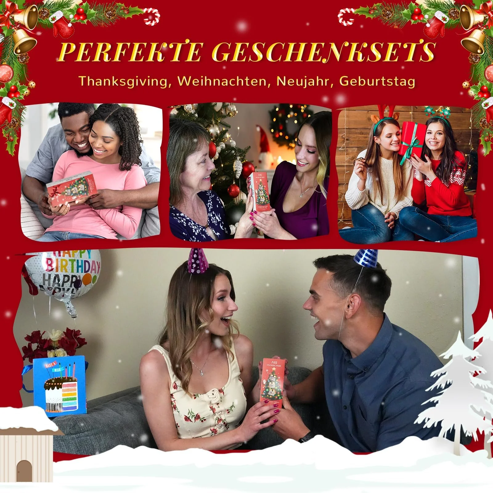 Маска для обличчя ANAiRUi Набір Різдво 70 г x 3 шт, Маска для обличчя з куркумою, фото №6