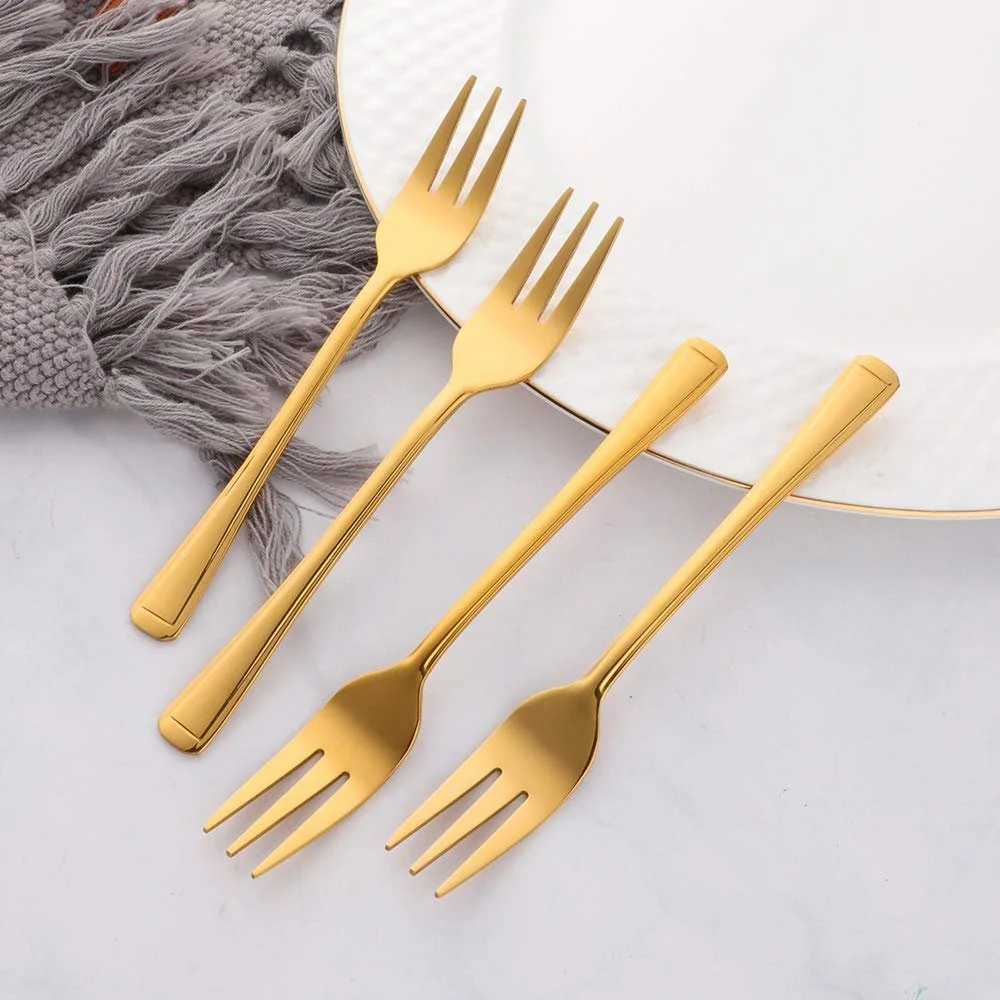 Виделка чайна Meisha Harley Pattern Small, набір 12 шт, нержавіюча сталь, золотий колір, фото №6