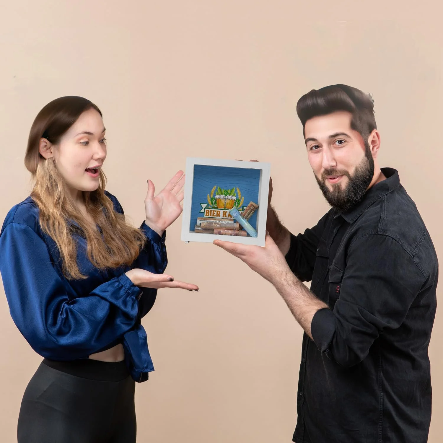 Скарбничка-рамка Beer Kasse дерев'яна з мотивом хмелю та колосків, фото №7