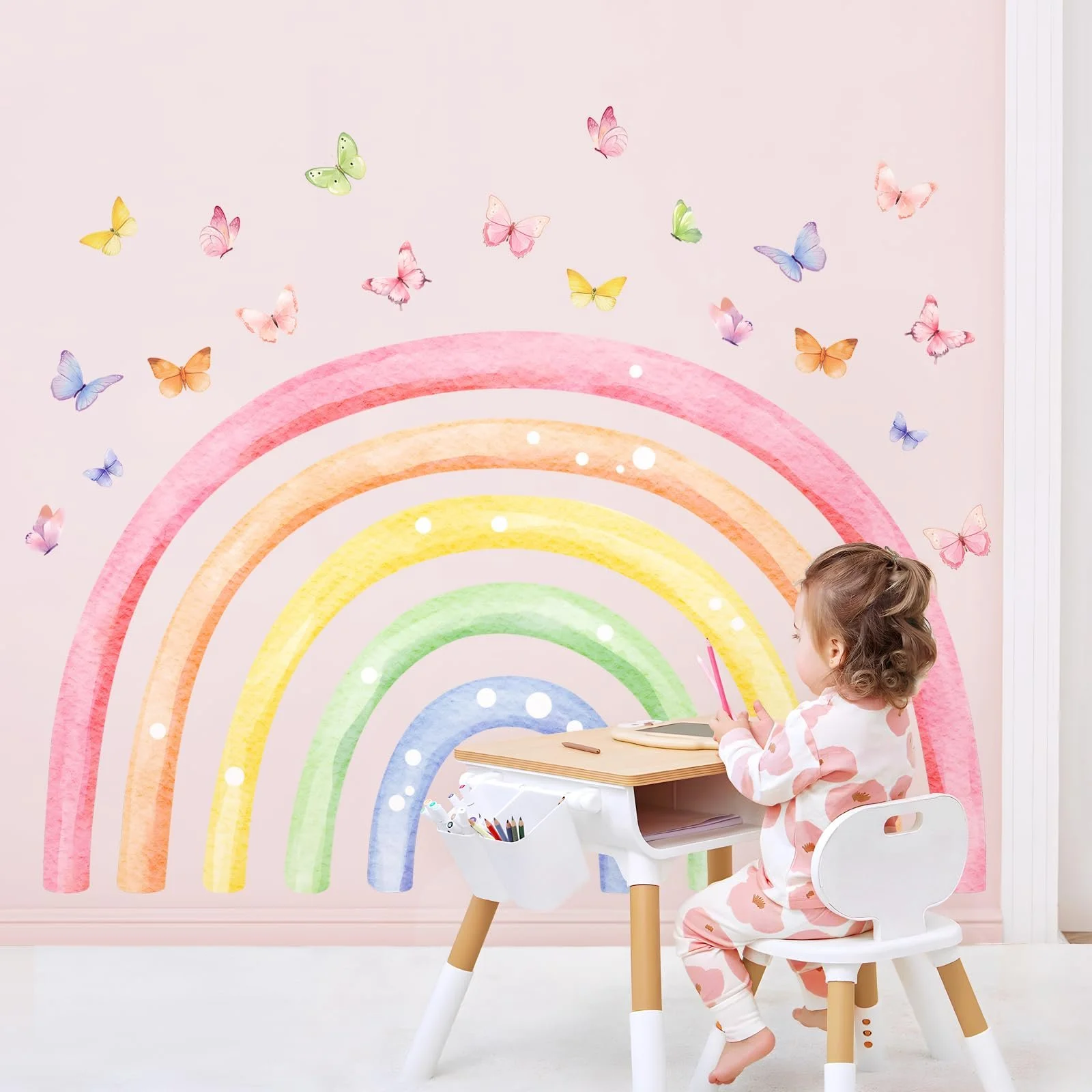 Наклейка на стіну Велика веселка Баскетбол 147 x 88 см Акварельна, фото №2