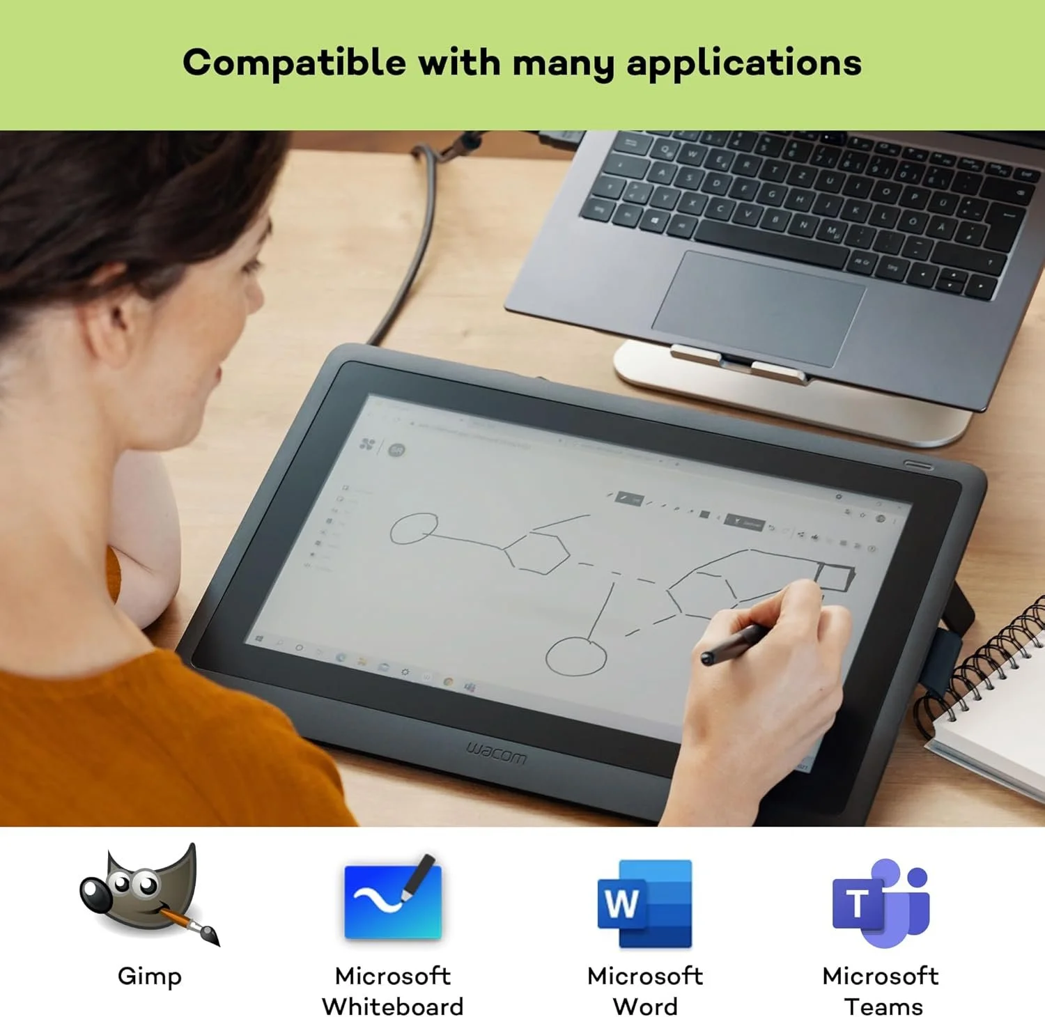 Графічний планшет 13.3'' Wacom One DTC133W0B / Full HD / 1920х1080 / Чорний/Сірий, фото №3