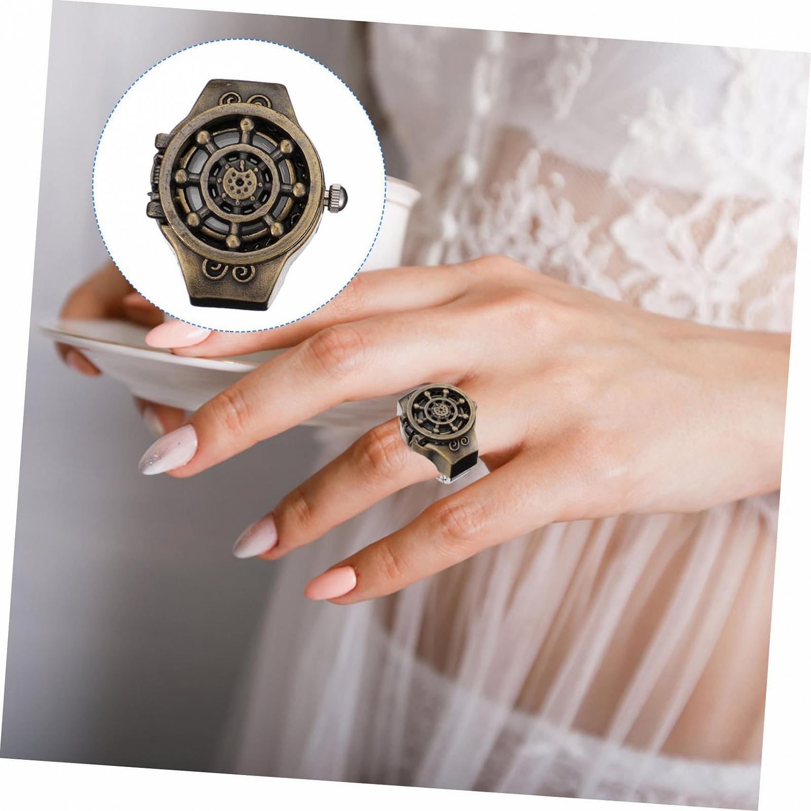 Винтажные часы на палец Beaupretty, 2 шт. Стильные часы на палец с открытой крышкой для модных акцентов и украшений для женщин и мужчин, уникальное ювелирное изделие, фото №6
