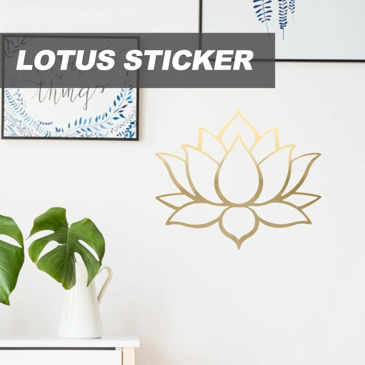 Наклейки на стіну OSALADI Lotus Flower 3 шт. дзеркальні акрилові Золотистий, фото №7