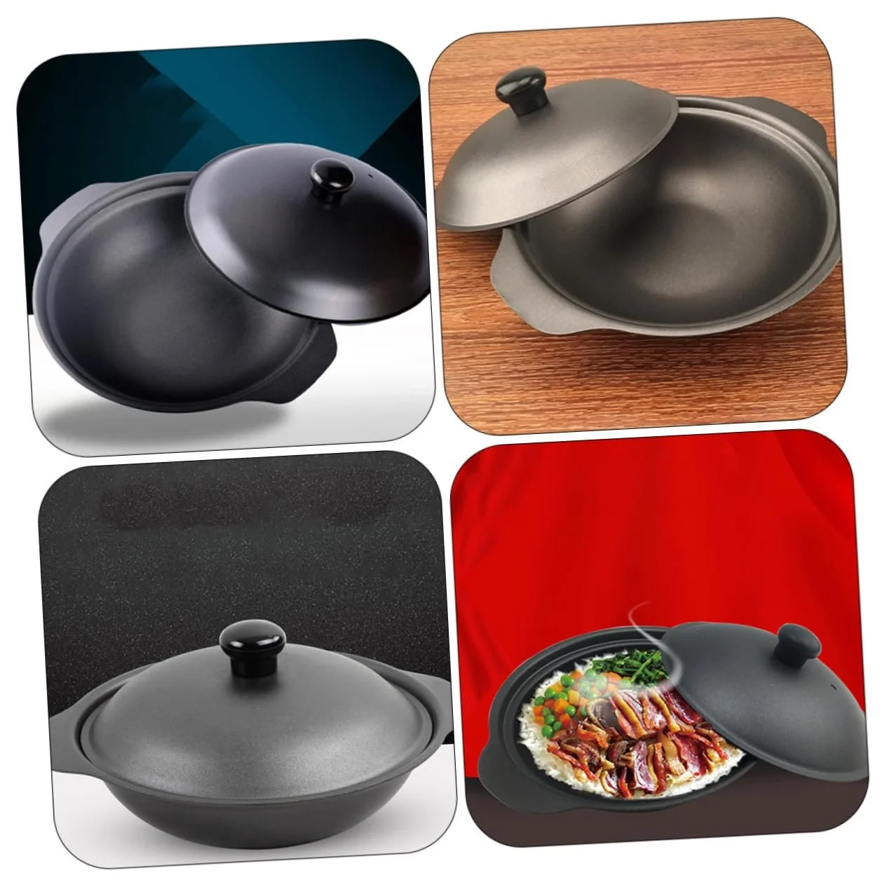 Кастрюля чугунная с крышкой для газовых и индукционных плит, фото №4