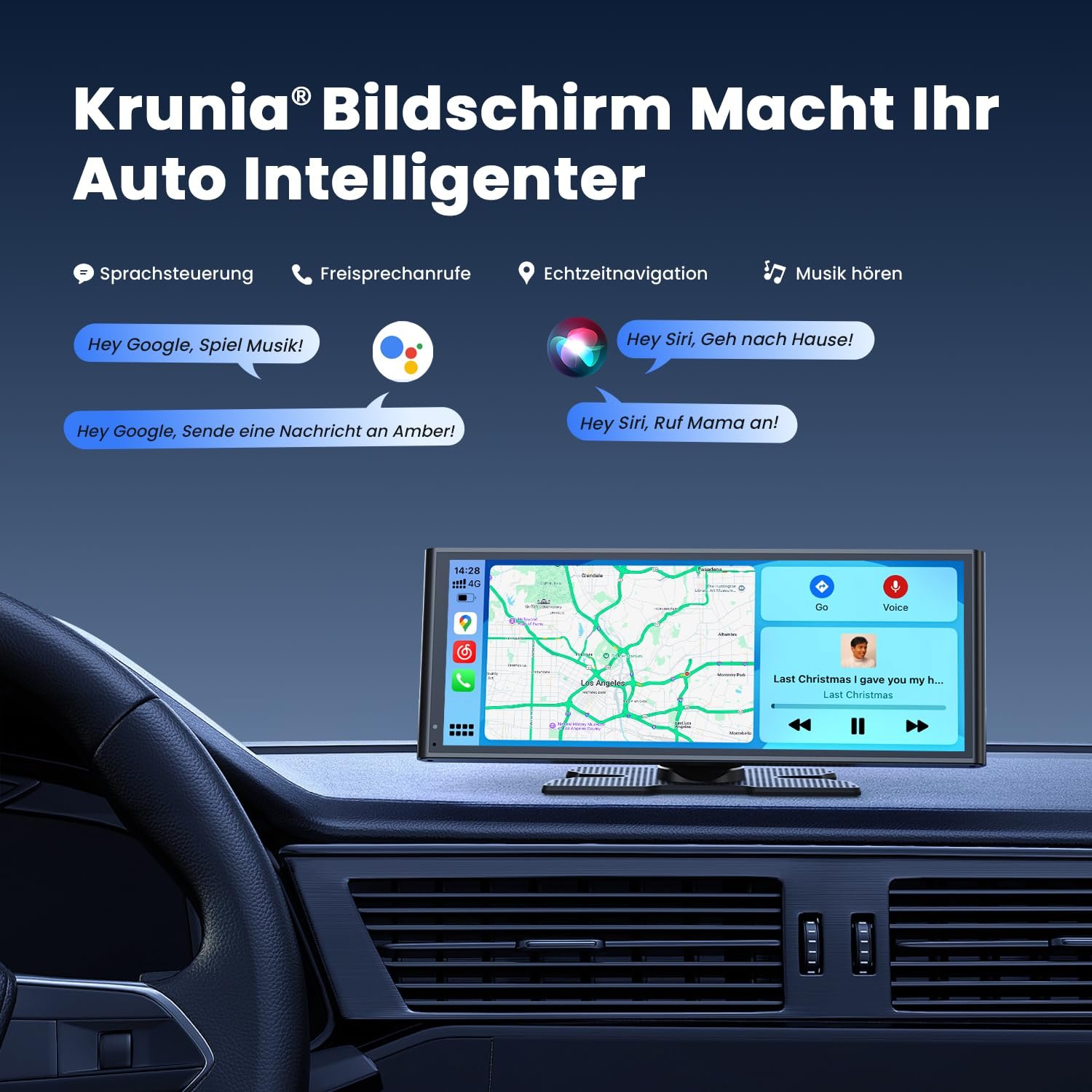 Дисплей Krunia 9.26" Wireless Portable CarPlay для Apple CarPlay & Android Car, обновления OTA, камера заднего вида, Mirror Link, Bluetooth 5.0, голосовое управление, GPS навигация, FM, фото №3