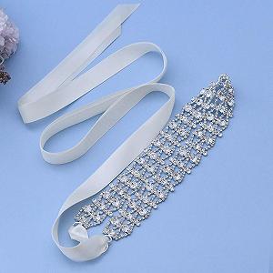 Свадебный пояс Azaleas Silver Alloy для свадебного платья Блестящий пояс для вечернего платья (S414-S) synthetic.ua - Фото 1