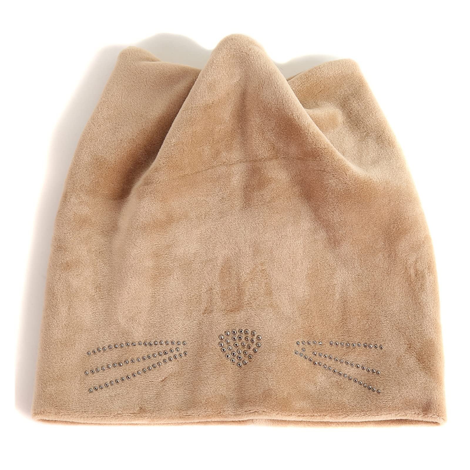 Шапка Бини YUEMOL Ушки котика плюшевая трикотажная, фото №1