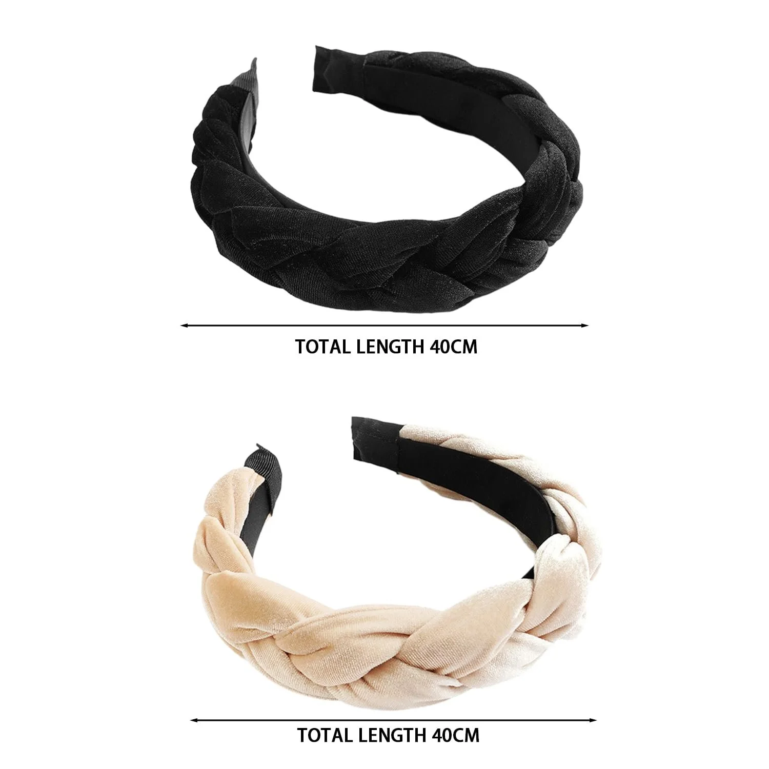 Обруч Оксамитовий Braided Beige, фото №2