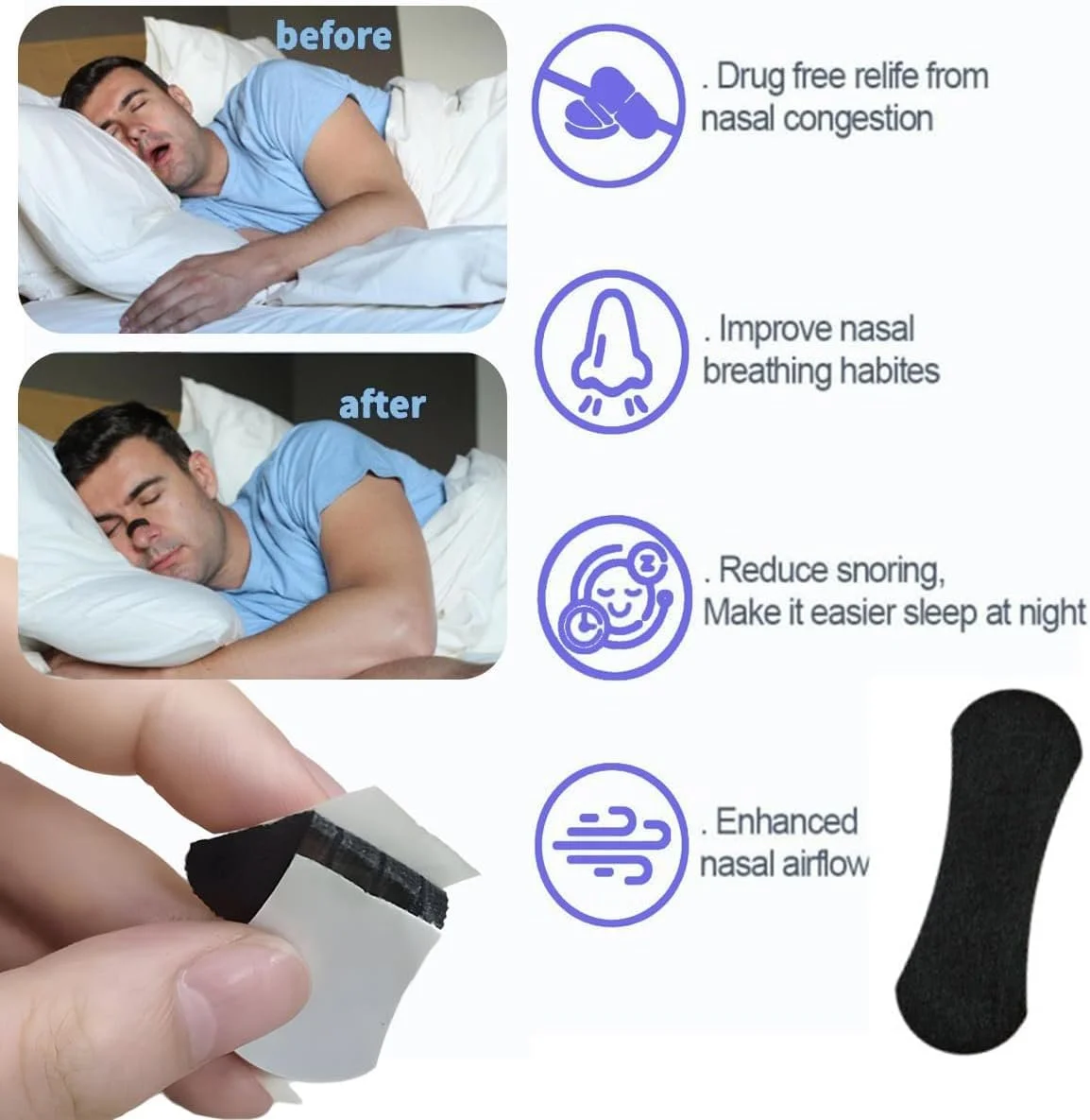 Смужки для носа Performance для дихання (60 шт.), Універсальний розмір, фото №3