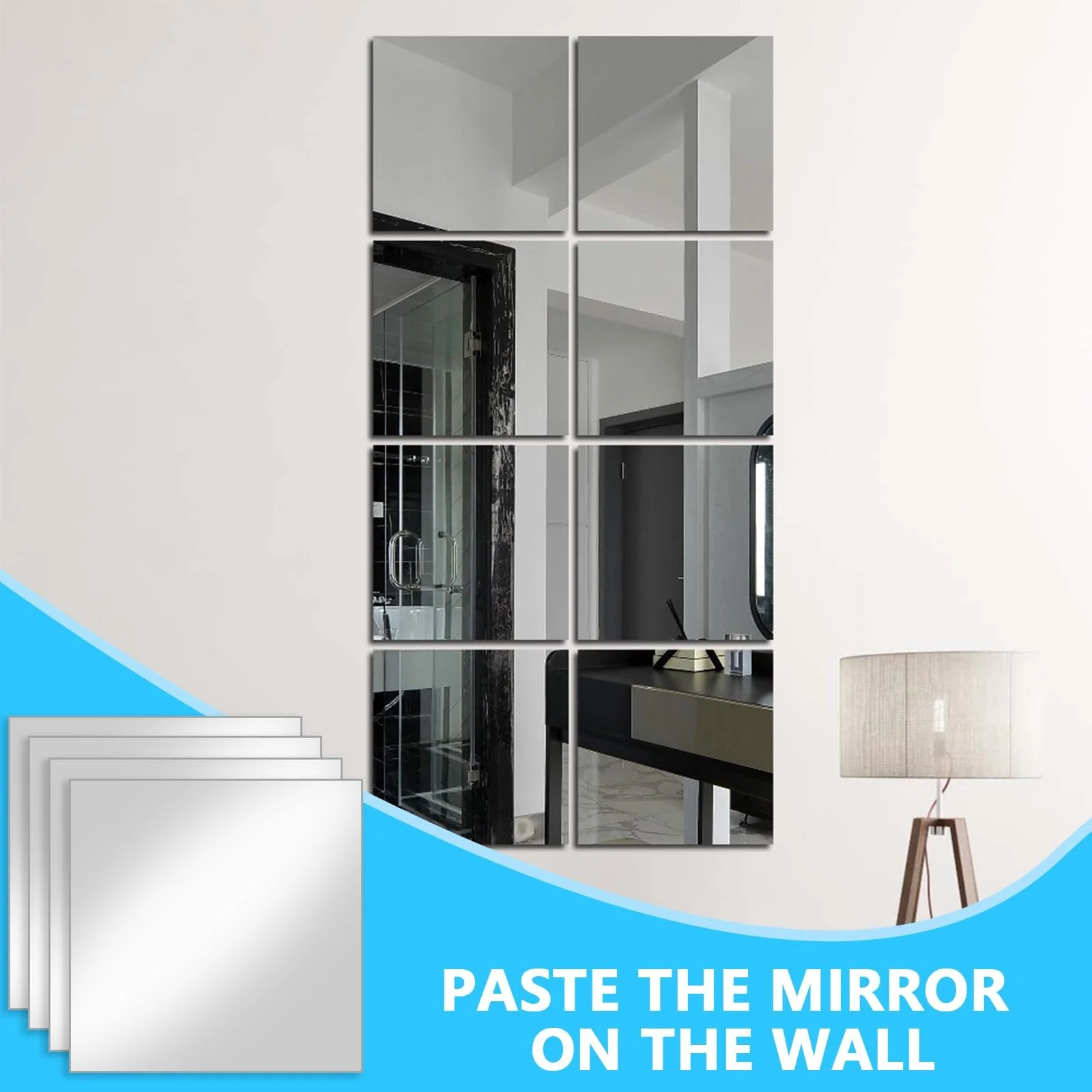 Набір дзеркальних наклейок Bellanova Квадратні акрилові плитки самоклеючі 20 x 20 см, фото №4