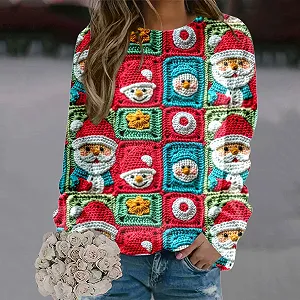 Рождественский джемпер Женская смешная рубашка с длинным рукавом Рождественский мотив с оленем Рождественский женский свитшот Рождественский рождественский джемпер Рождественская рубашка с длинным рукавом Топы для подростков synthetic.ua - Фото 1