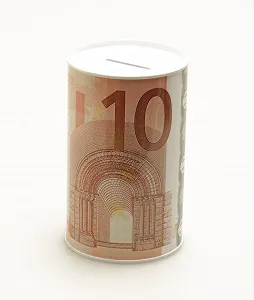 Копилка металлическая в виде купюры 10 Euro 12,5х8 см жестяная - Фото 1