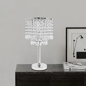 Настільна лампа кришталева E27 на круглій основі Срібляста synthetic.ua - Фото 1