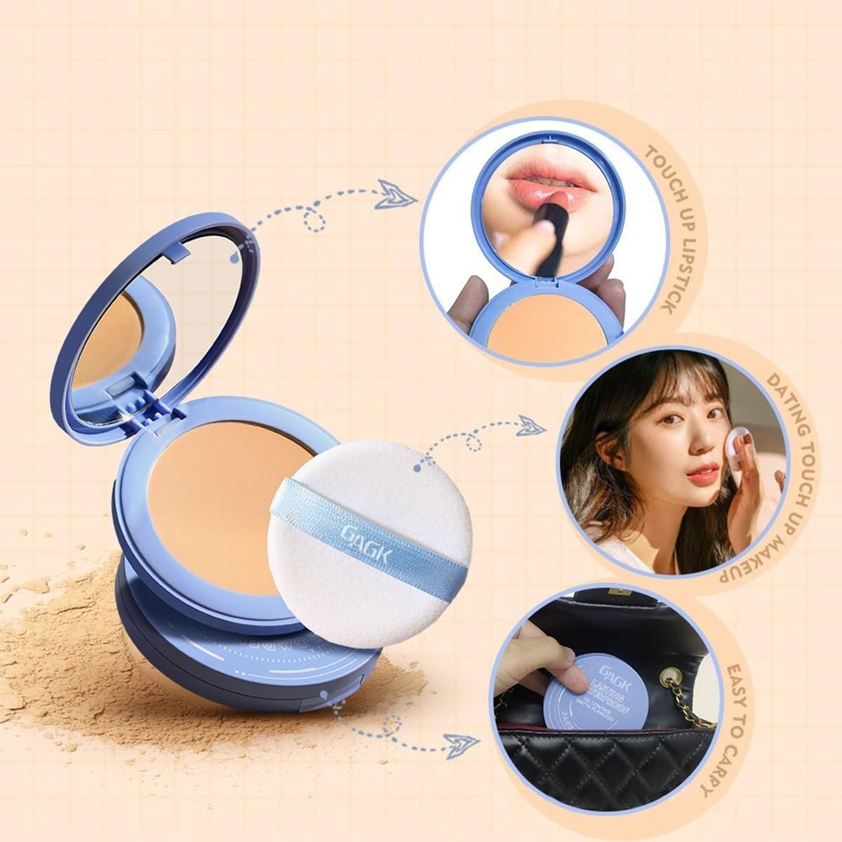 Пудра Bpoeee Matte Perfection пресована для обличчя контролююча жирність 02#-Натуральний Бежевий, фото №4