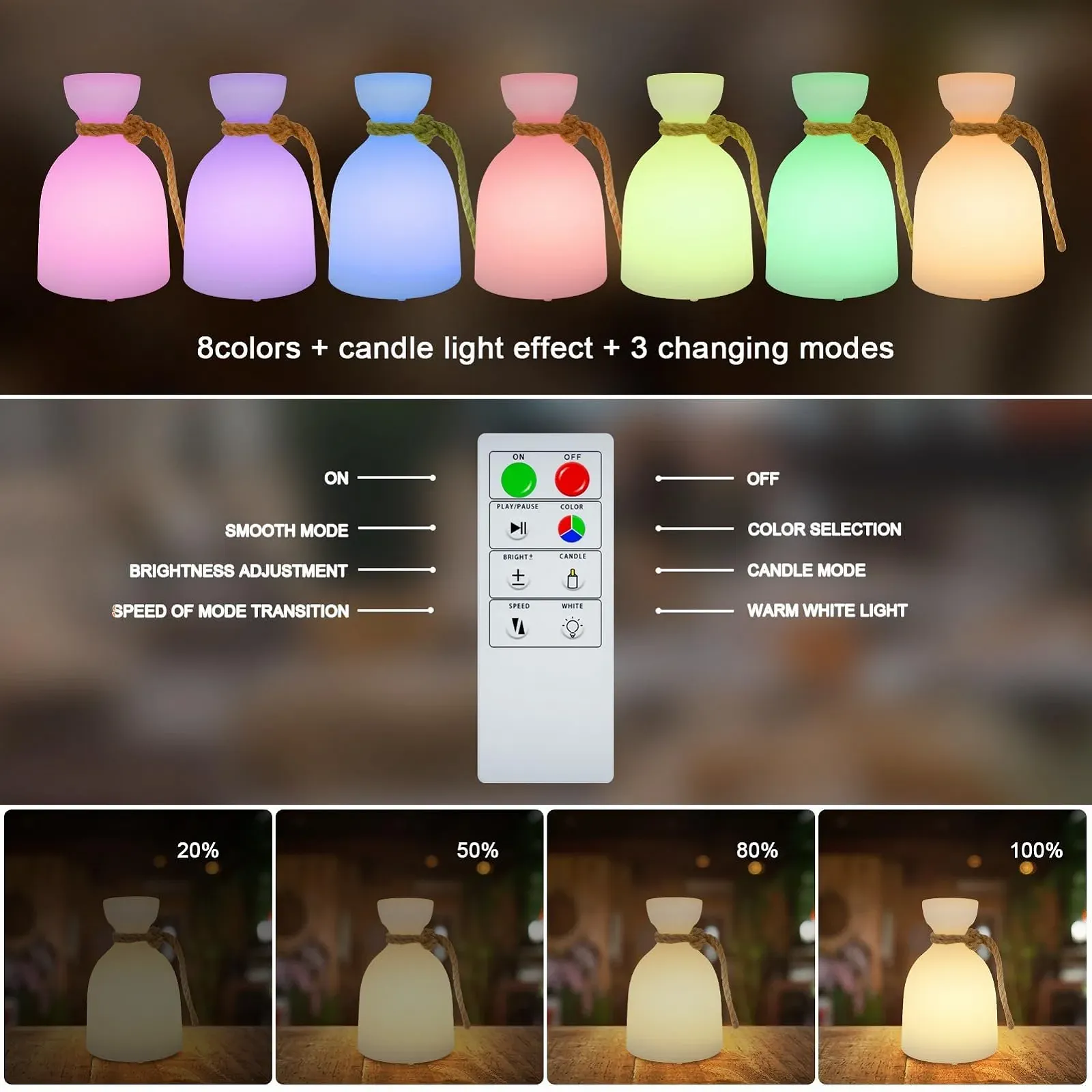 Настільна лампа FUYO LED (набір з 2 шт.) Wireless IP44 Акумуляторна RGB Dimmable, фото №2