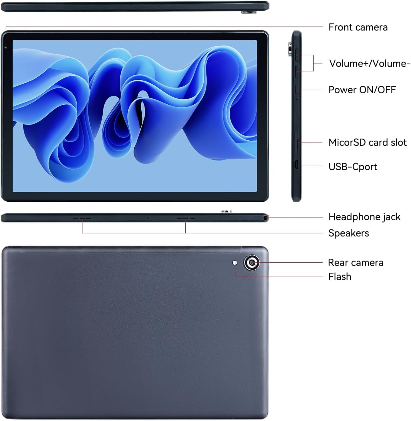 Планшет 10.1" Lville OC101 4+4/128Gb 8 ядер Android 13 5000 mAh Сірий, фото №2