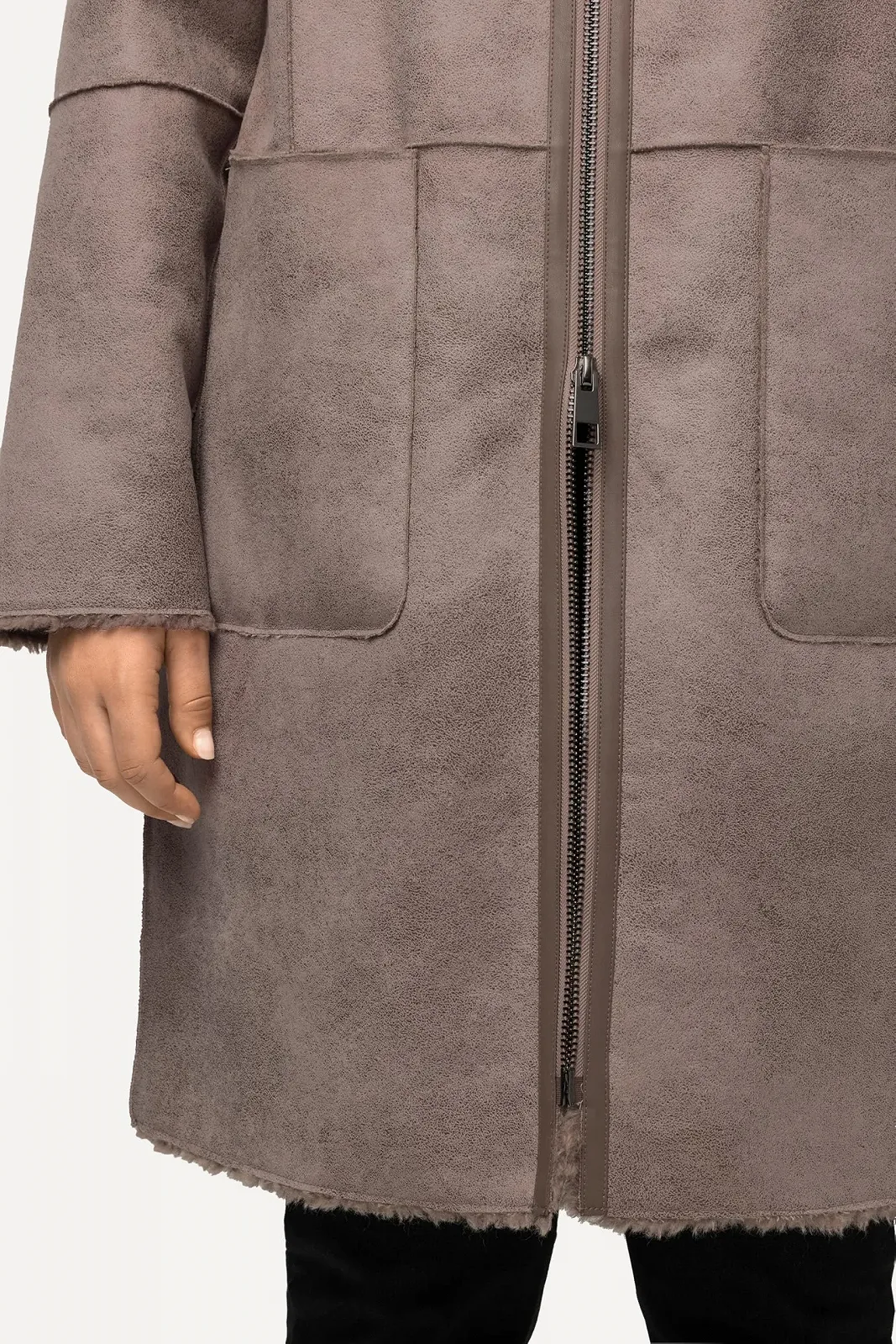 Пальто Ulla Popken С капюшоном из искусственной овчины, фото №5