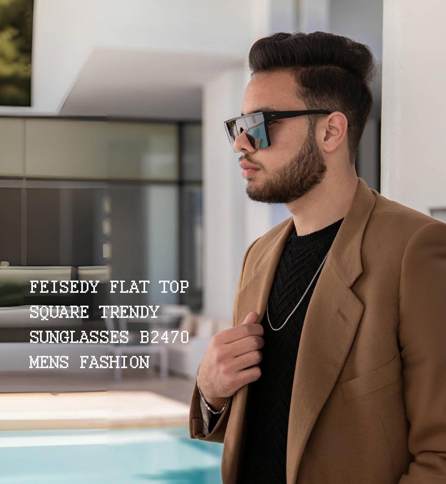 Сонцезахисні окуляри FEISEDY Модні великі з плоским верхом Siamese Lens без оправи UV400, фото №3 Сонцезахисні окуляри FEISEDY Модні великі з плоским верхом Siamese Lens без оправи UV400, фото №3