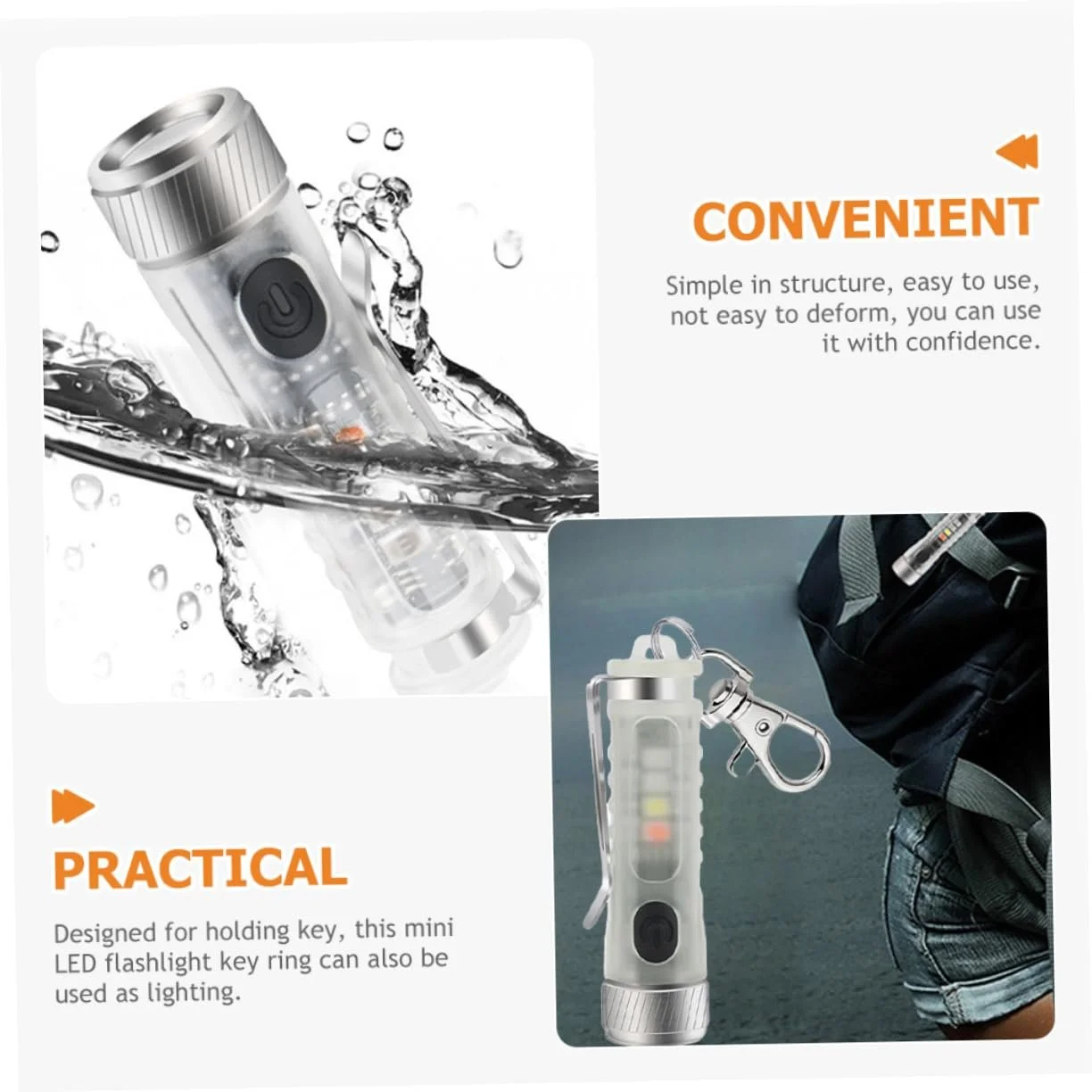 Міні Ліхтарик Брелок Toyvian з Регульованим LED Світлом та Режимами Освітлення для Кемпінгу, Активного Відпочинку та Надзвичайних Ситуацій, фото №9