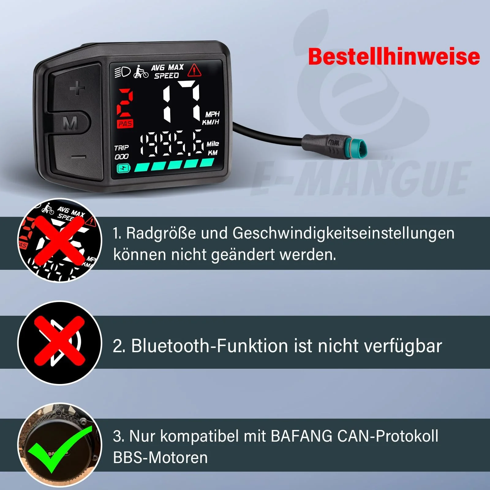 Панель управления дисплеем электровелосипеда BAFANG DZ41 CAN Protocol 5 Pin 24V/36V/48V, фото №3