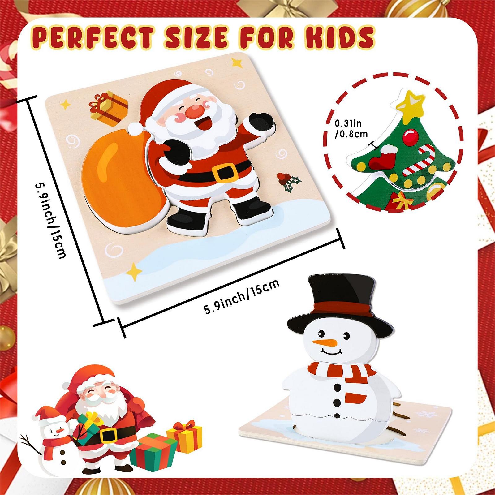 Набор деревянных пазлов Рождественские Монтессори 4 шт, фото №3