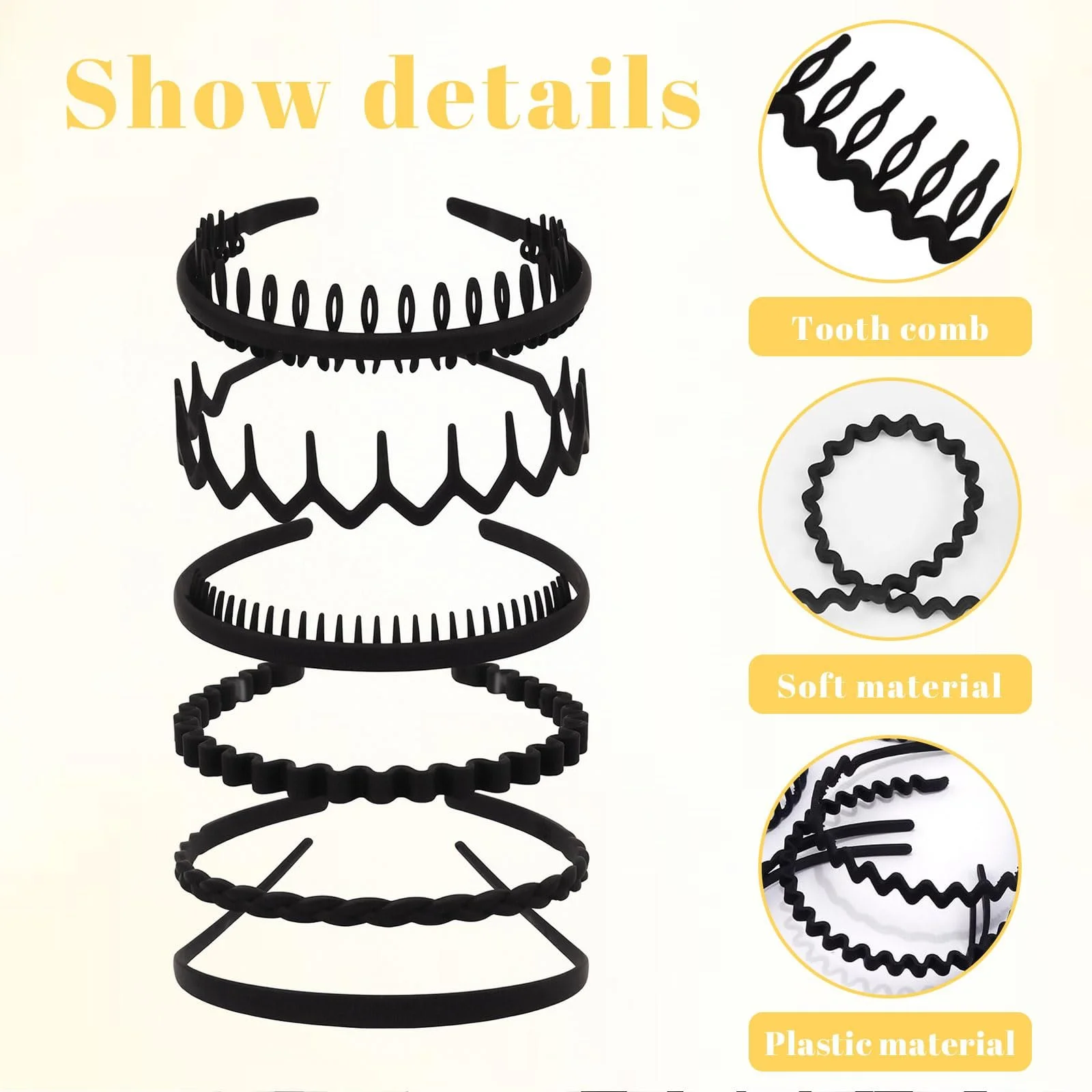 Обруч для волосся VelvetGlow Чорний, фото №3