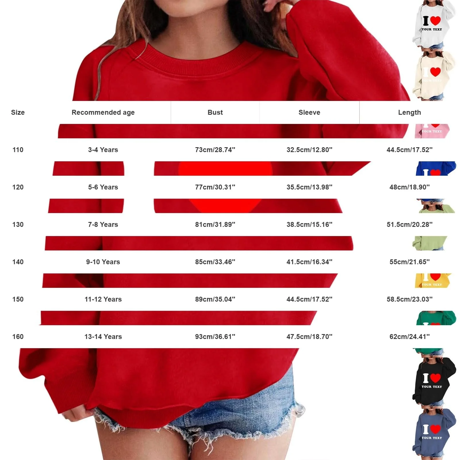 YHHRJAI Толстовка для девочки - Мягкий пуловер с круглым вырезом и принтом сердца, теплая хлопковая рубашка с длинными рукавами, повседневный топ, уютная куртка для малышей 3-14 лет, фото №4