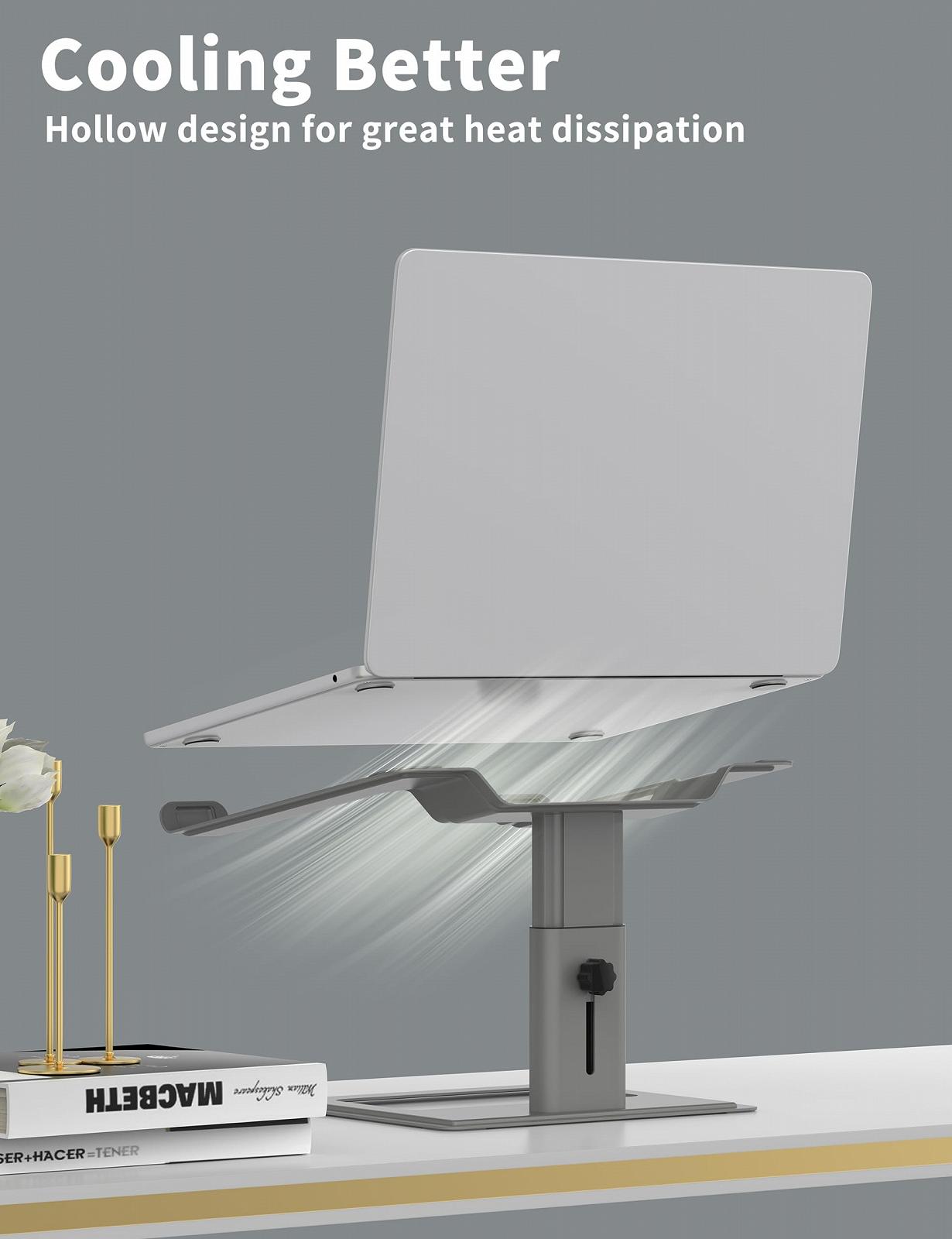 Підставка для ноутбука SOUNDANCE для столу, регульована ергономічна, сумісна з комп'ютерами від 10 до 17,3 дюймів, сіра, фото №4