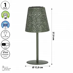 Светодиодная настольная лампа Cepewa Солнечная с узором IP44 12 x 27 см Зеленая synthetic.ua - Фото 1