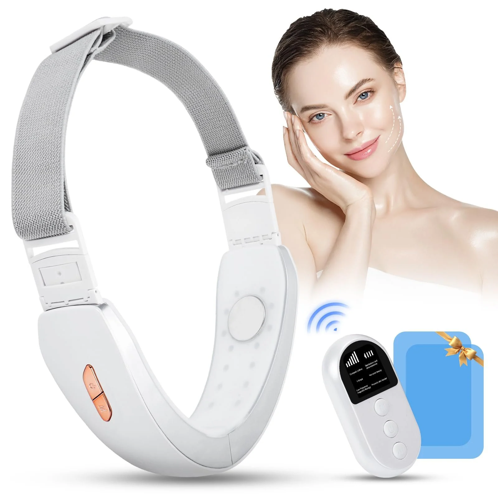 Массажер для коррекции контура лица Электрический 6 режимов EMS Фототерапия с пультом ДУ, фото №1