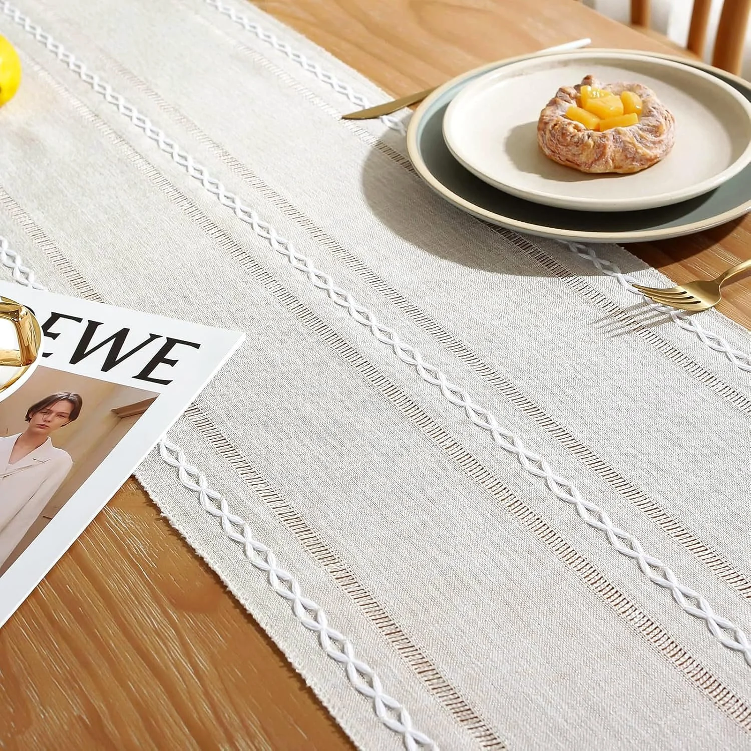 Ранер для столу Boho Cotton Linen Mesh Modern Outdoor 33 x 160 см Cream, фото №3 Ранер для столу Boho Cotton Linen Mesh Modern Outdoor 33 x 160 см Cream, фото №3
