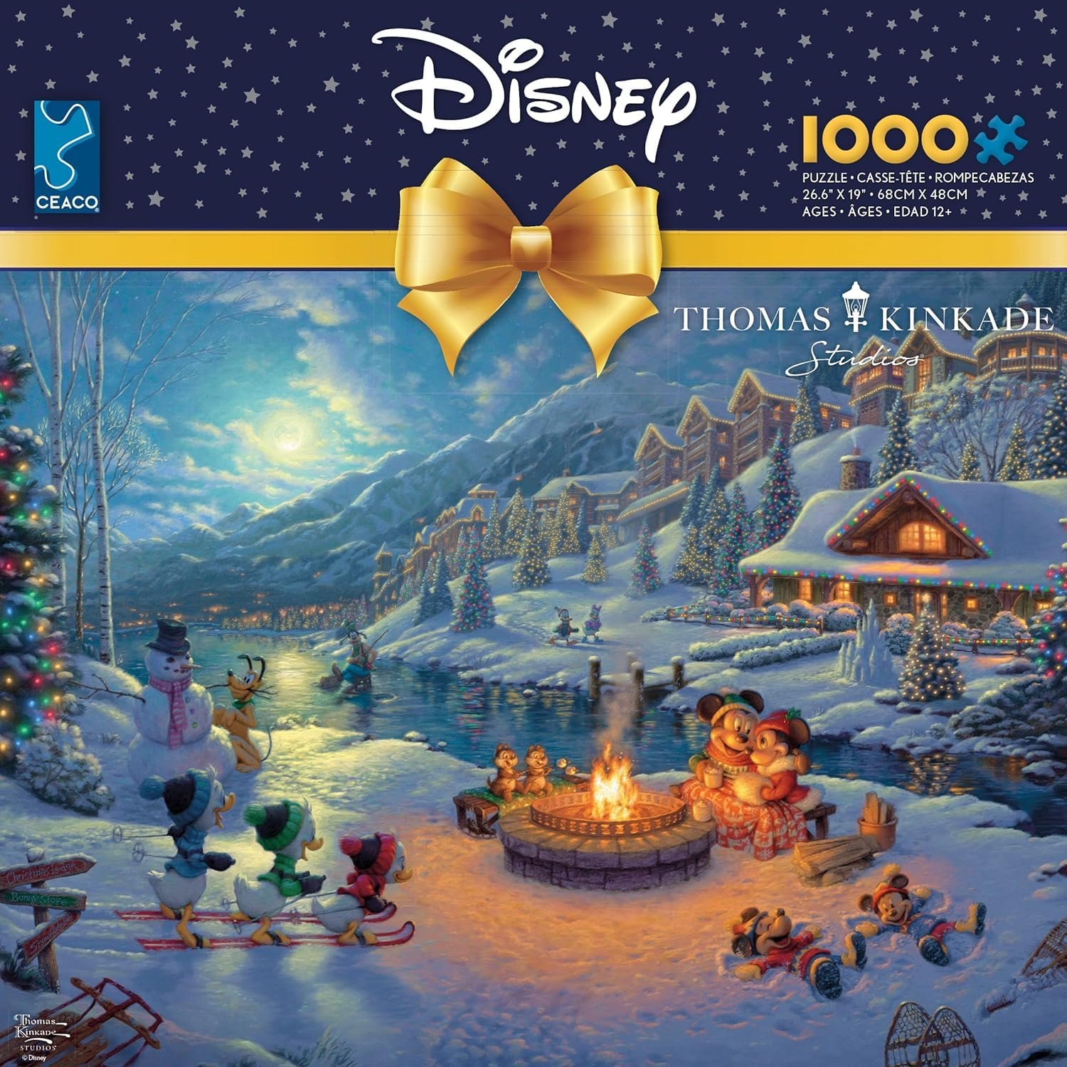 Пазл Ceaco Thomas Kinkade Disney Dreams Collection Holiday - Mickey and Minnie Christmas Lodge 1000 деталей, фото №4