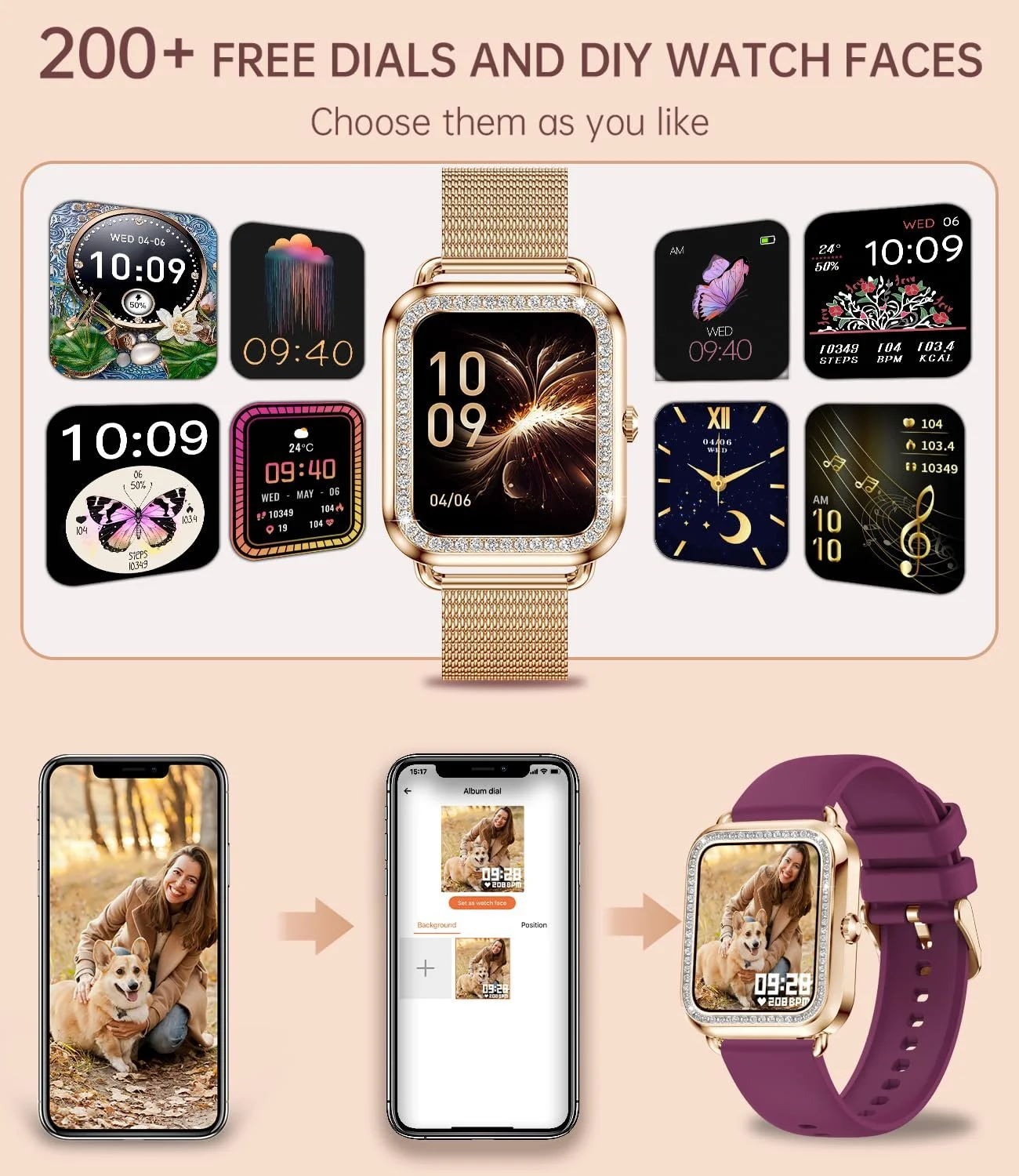 Смартгодинник жіночий з функцією телефону та голосовим помічником, 1.59-дюймовий HD-дисплей, фото №4 Смартгодинник жіночий з функцією телефону та голосовим помічником, 1.59-дюймовий HD-дисплей, фото №4