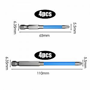 Набір викруток Alrens 8-Штук 65 мм і 110 мм Біти для електриків Електричний Хрестовий і Шліцьовий Викрутка Сильний Магнітний Нековзкий Спеціальний Інструмент для Розбирання, Зроблений зі Сплаву Сталі synthetic.ua - Фото 1