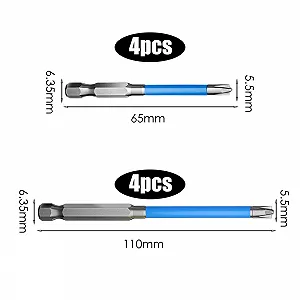 Набір викруток Alrens 8-Штук 65 мм і 110 мм Біти для електриків Електричний Хрестовий і Шліцьовий Викрутка Сильний Магнітний Нековзкий Спеціальний Інструмент для Розбирання, Зроблений зі Сплаву Сталі synthetic.ua - Фото 1
