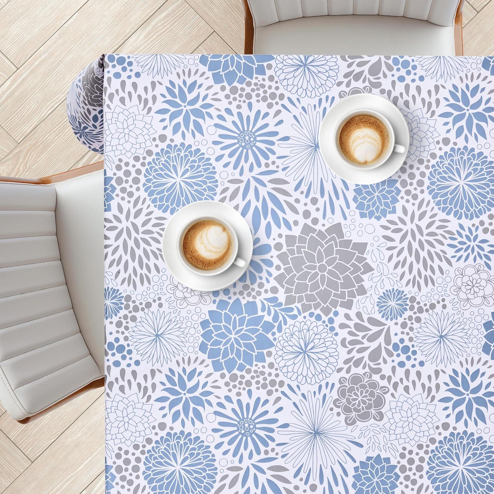 Скатертина KP HOME Floral Harmony ПВХ Прямокутна 200 x 140 см Біла з квітами, фото №2