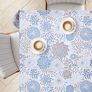 Скатертина KP HOME Floral Harmony ПВХ Прямокутна 200 x 140 см Біла з квітами synthetic.ua - Фото 1