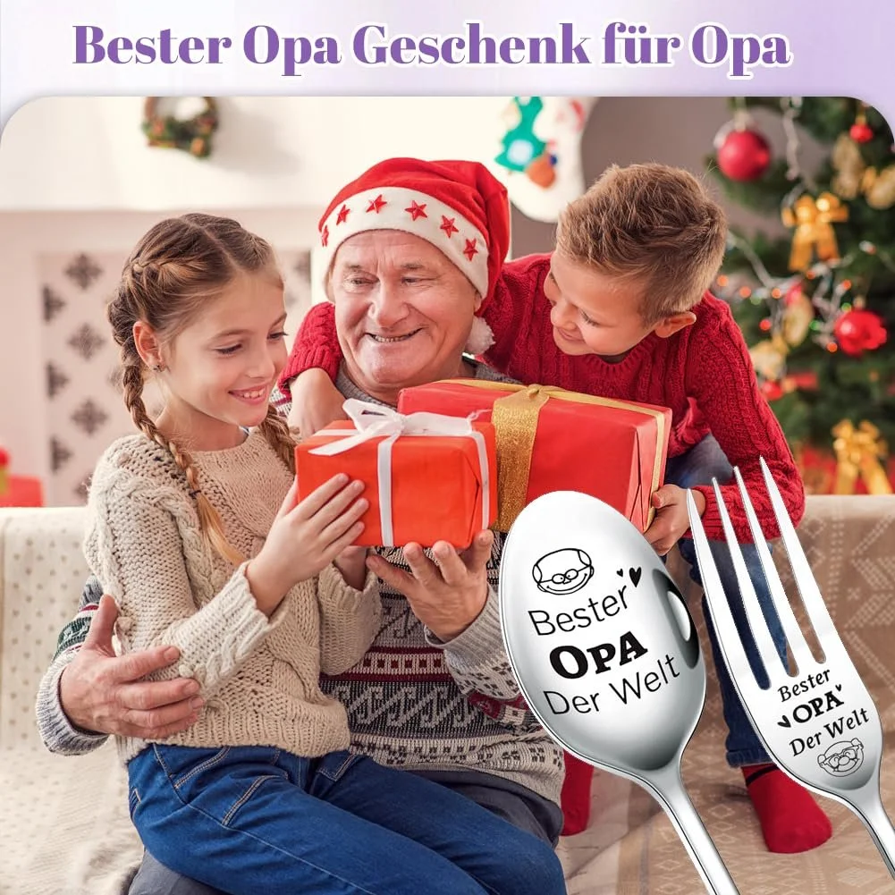 Ложка і виделка Найкращий дідусь у світі, сріблястий, фото №2