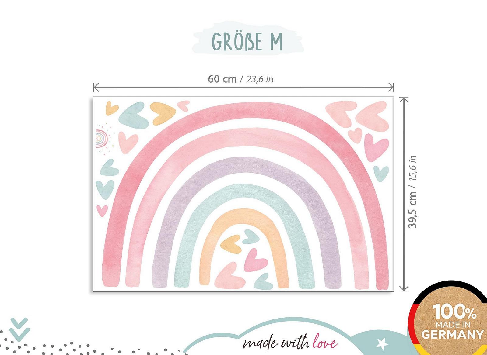 Наклейка на стену Little Deco DL5092 M Радуга с сердечками Розовый Зеленый Желтый, фото №4