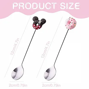 Набір ложок Cute, Кавові з нержавіючої сталі у формі пончиків та мультяшної мишки, бронзові synthetic.ua - Фото 1