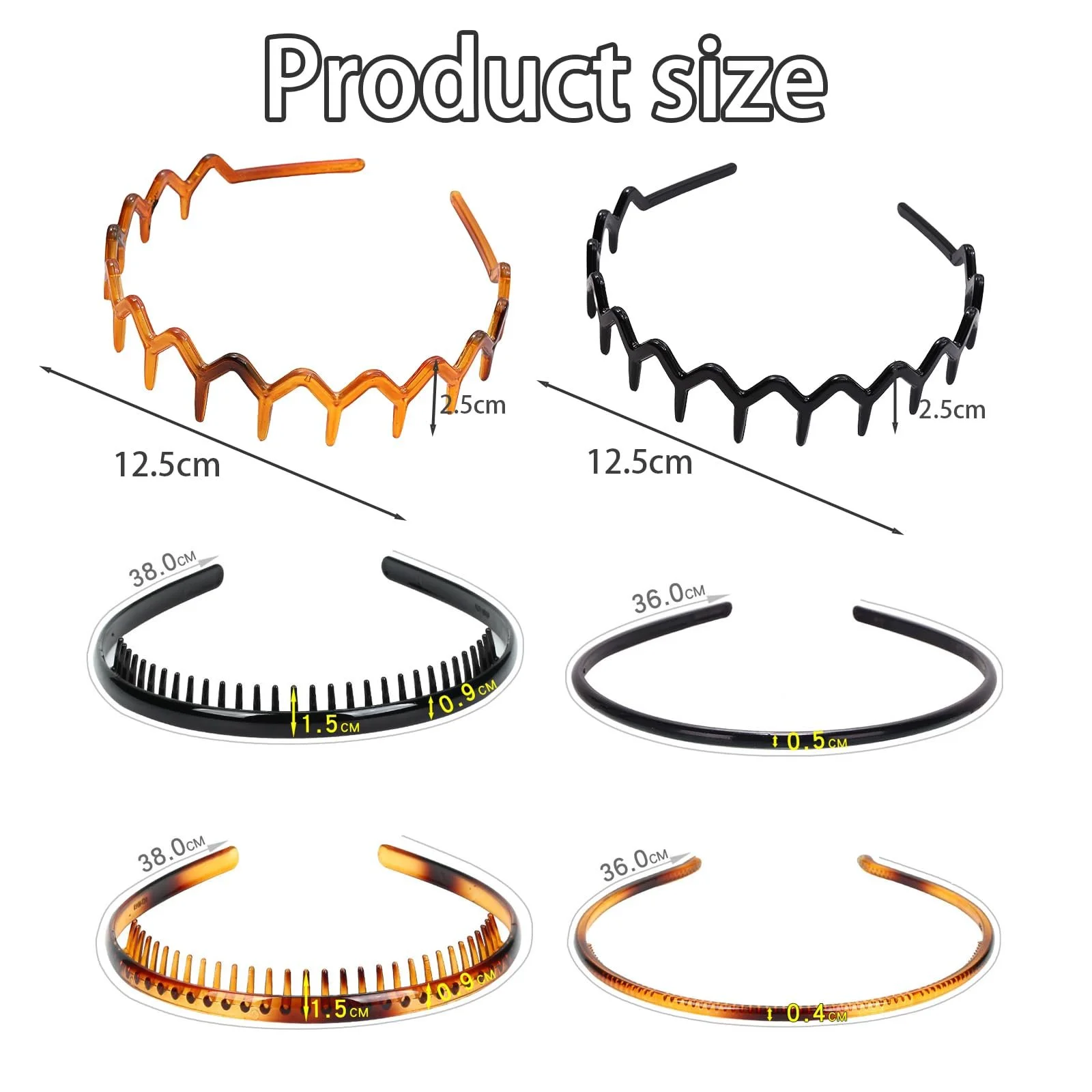 Обруч Пластиковий з Зубцями для Волосся 6 шт, фото №2