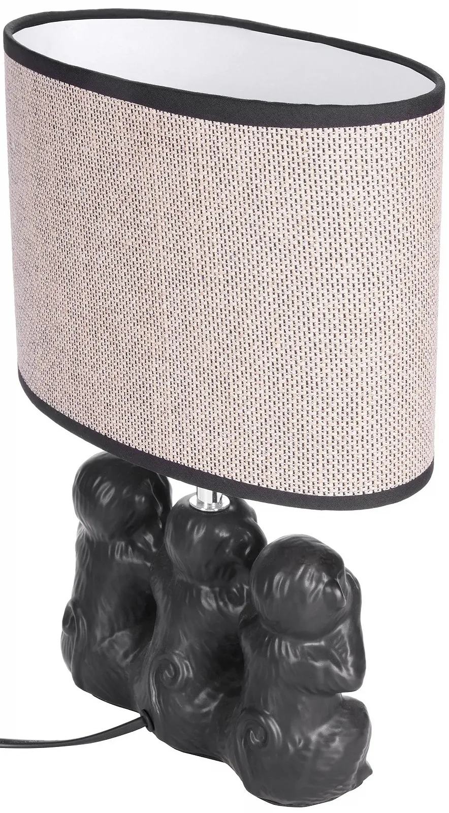 Настільна лампа BRUBAKER Three Wise Monkeys Керамічна основа 35.5 см Чорний/Бежевий, фото №3