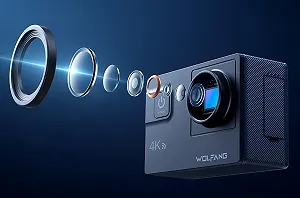 Екшн-камера WOLFANG GA300 / 170° / 24Мп / 4К / 60fps / Wi-Fi / Вологозахищена / Чорний synthetic.ua - Фото 1