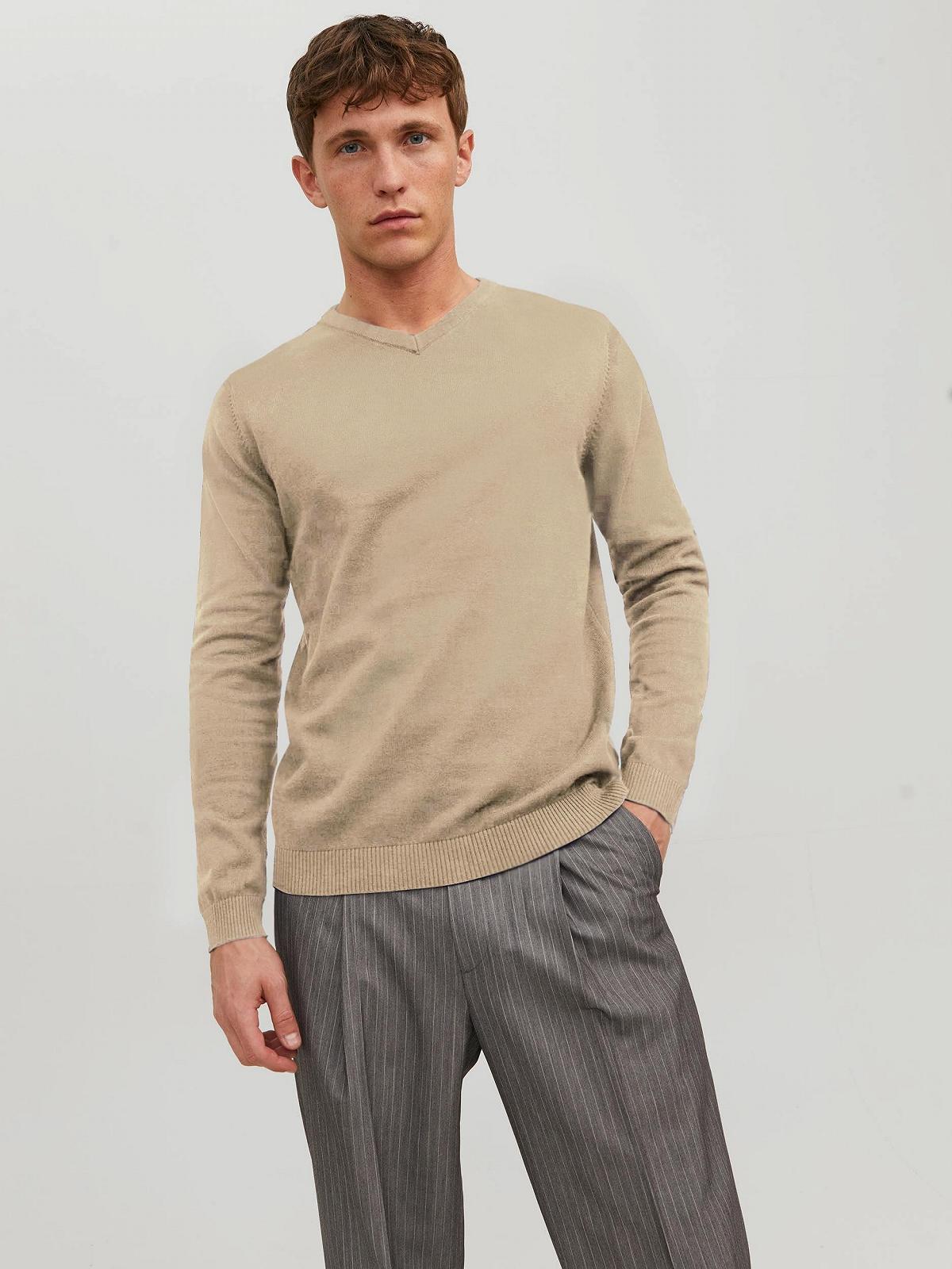 Джемпер з V-подібним вирізом JACK & JONES Чоловічий в'язаний, фото №2
