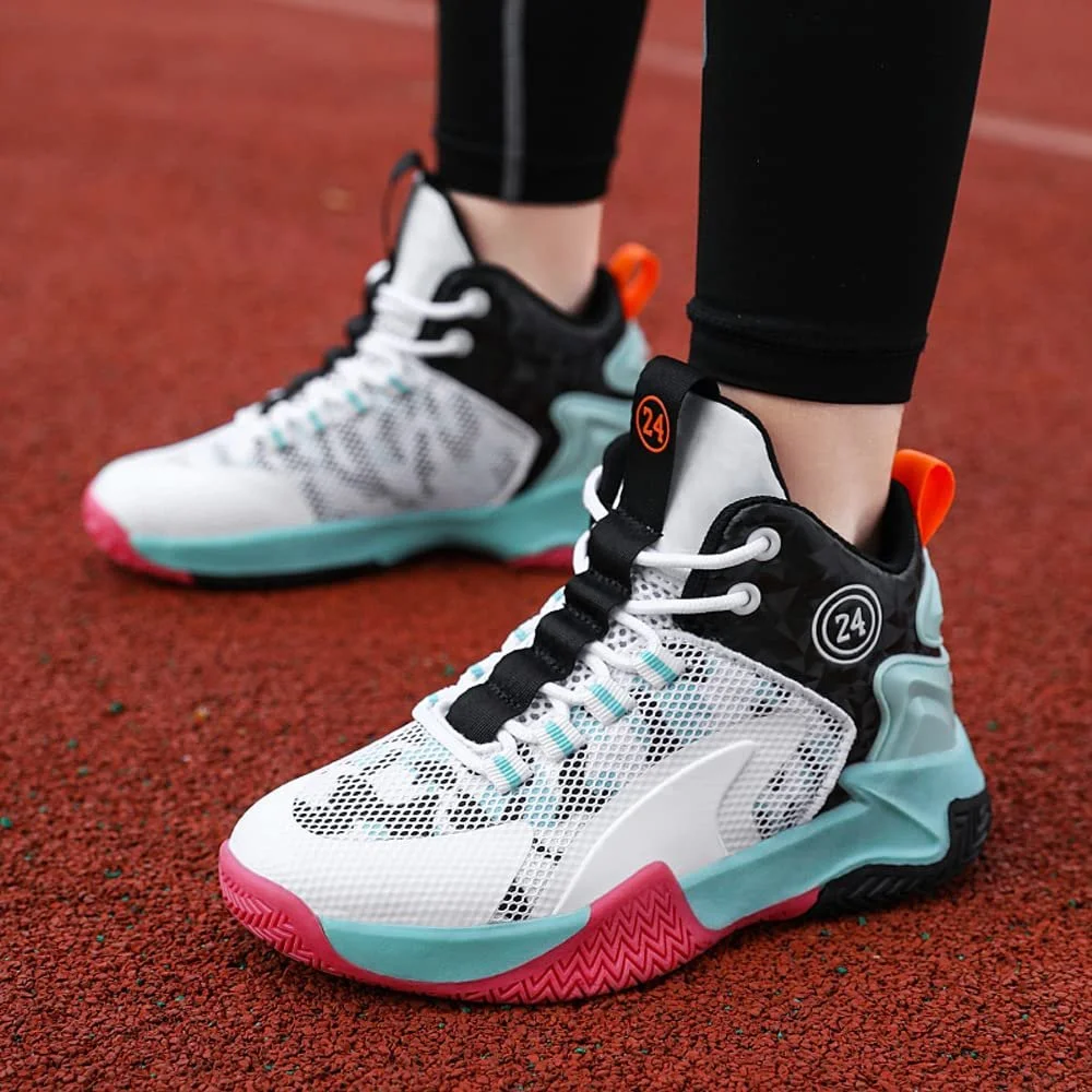 Детские баскетбольные кроссовки Высокие Амортизация Легкие Нескользящие Дышащие Активные спортивные кроссовки Унисекс, фото №6