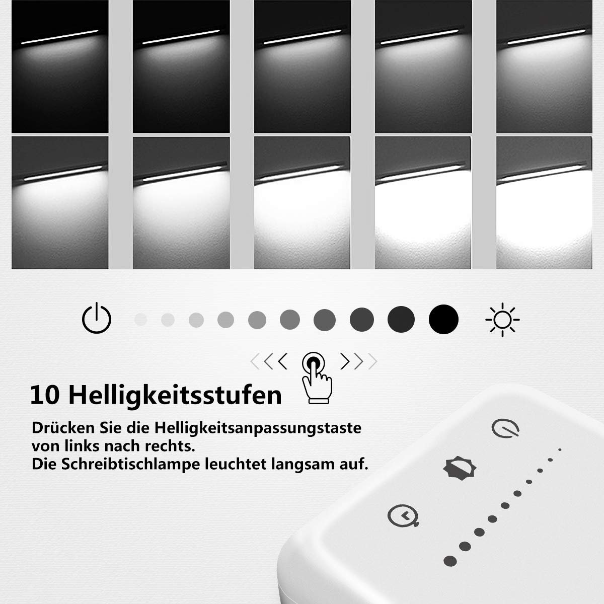 Настільна лампа QM019 LED димована 5 кольорів 10 рівнів яскравості USB алюміній срібляста, фото №3