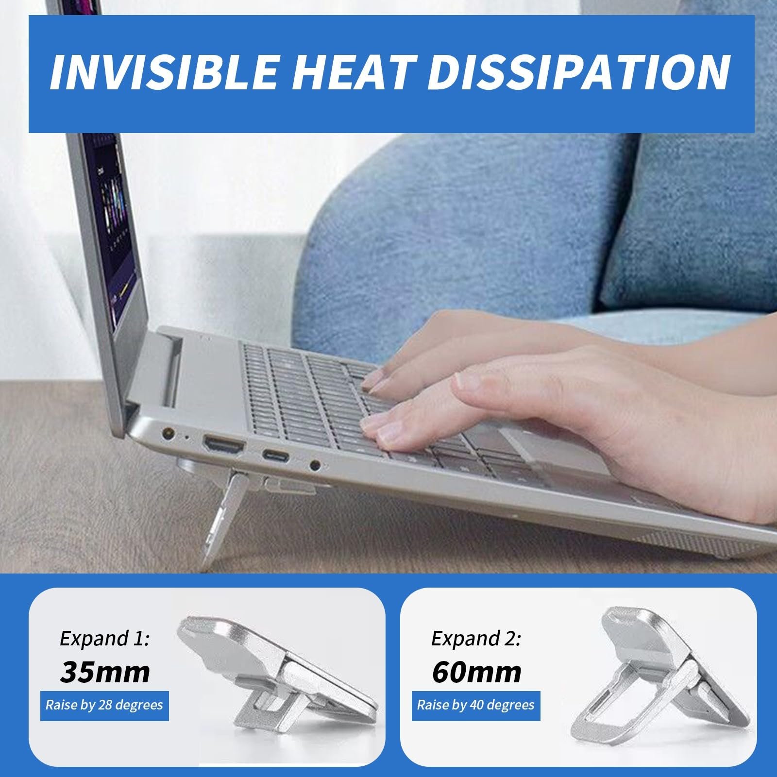 Мини-подставка для ноутбука, портативная подставка для клавиатуры для стола, складная невидимая подставка для ноутбука, самоклеящаяся подставка для компьютера для ноутбука, для всех ноутбуков (двойной слой), фото №6
